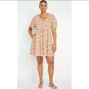 NWT OLD NAVY Floral V Neck Swing Dress XLP